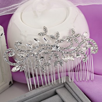 BLIJERY Trendy Bridal Hair Accessories Silver Color Rhinestone Crystal Brides Tiara Floral Wedding Hair Combs Women Hair Jewelry