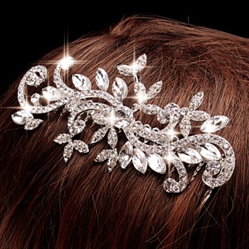 BLIJERY Trendy Bridal Hair Accessories Silver Color Rhinestone Crystal Brides Tiara Floral Wedding Hair Combs Women Hair Jewelry