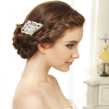 BLIJERY Trendy Bridal Hair Accessories Silver Color Rhinestone Crystal Brides Tiara Floral Wedding Hair Combs Women Hair Jewelry