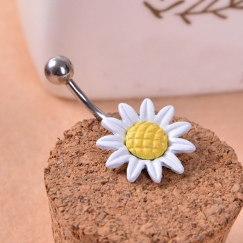Gofuly NEW Top Brand  Sunflower Flower Surgical Steel Belly Button Ring Navel Piercing Body Best