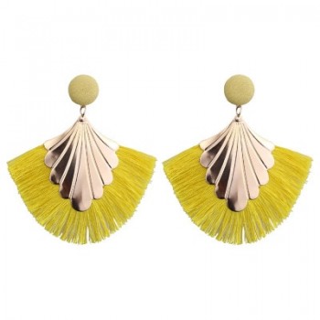 Fashion New Bohemia Fan Shaped Tassel Earrings For Women Exaggerated Big Statement Fringed Earrings Vintage Dangle Drop Earrings