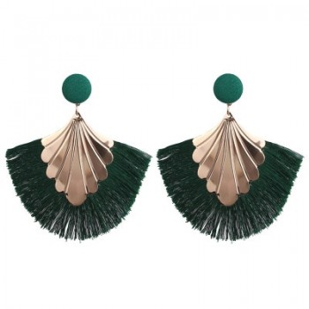 Fashion New Bohemia Fan Shaped Tassel Earrings For Women Exaggerated Big Statement Fringed Earrings Vintage Dangle Drop Earrings