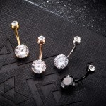 FUNIQUE Gold Color Sexy Women Navel Piercing Crystal Zircon Rhinestones Round Body Ring Jewelry Belly Button Body Jewelry