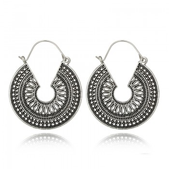 Crazy Feng Women Vintage Earrings 2018 Ethnic Hollow Flower Gypsy Dangle Earrings Indian Jewelry Trible Earring Accessories