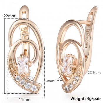 Pink CZ Swirl Shaped Earrings for Women Girls 585 Rose Gold Cubic Zircon Woman Earrings Wholesale Jewelry Gifts for Women KGE98