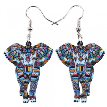 WEVENI Unique Design Acrylic Drop Dangle Big Long Elephant Earrings For Women New Fashion Animal Jewelry Girl Accessories