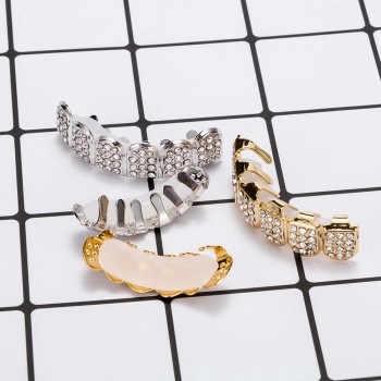 Shiny Bling Tooth Cap for Men Women Hip Hop Rapper Tooth Cap Set Fashionable Party Shiny Teeth Grillz Dental Grills Body Jewelry