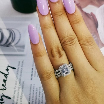 925 Sterling silver wedding Rings set 3 in 1 band ring for Women engagement bridal fashion jewelry finger moonso R1997x