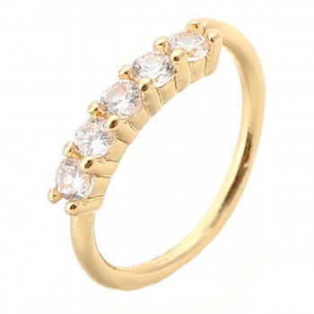 Shellhard Trendy 5 Crystals Nose Ring Vintage Rhinestone Stainless Steel Nose Hoop Ring For Women Femme Jewelry Bijoux