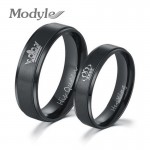 Modyle 2018 New Fashion DIY Couple Jewelry Her King and His Queen Stainless Steel Wedding Rings for Women Men