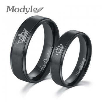 Modyle 2018 New Fashion DIY Couple Jewelry Her King and His Queen Stainless Steel Wedding Rings for Women Men