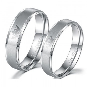 Modyle 2018 New Fashion DIY Couple Jewelry Her King and His Queen Stainless Steel Wedding Rings for Women Men