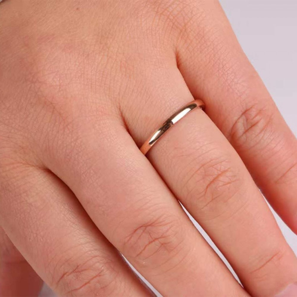 Hgflyxu Rose gold color and Silver color simple Rings for woman and mens  2mm  Wedding ring anniversary   Fashion jewelry