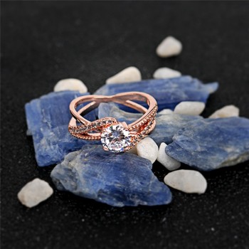 GS Round AAA Cut Cubic Zircon Engagement Rings For Women Ladies Rose Gold Sliver Color Wedding Ring Jewelry Gifts Anillos Mujer