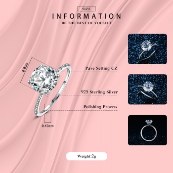 2018 Classic Luxury Real Solid 925 Sterling Silver Ring 3Ct 10 Hearts Arrows Zircon Wedding Jewelry Rings Engagement For Women