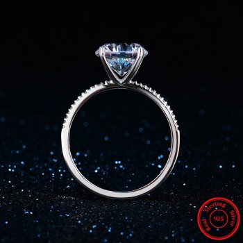 2018 Classic Luxury Real Solid 925 Sterling Silver Ring 3Ct 10 Hearts Arrows Zircon Wedding Jewelry Rings Engagement For Women