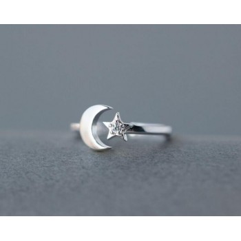 Jisensp New Fashion Moon Star CZ Rhinestones Adjustable Rings for Women Wedding Gift Anel Female 2018 Knuckle Anillos Jewelry
