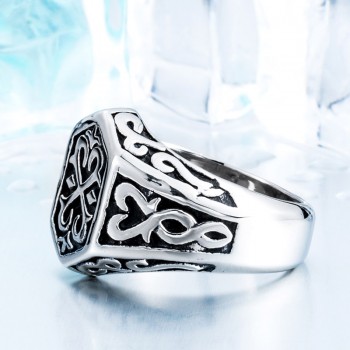 BEIER Cross Antiqued Northern Europe Viking 316L Stainless Steel Ring Gothic Pattern Jewelry  Factory price  BR8-215 US Size