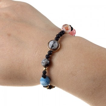 DIEZI Solar System 9 Planets Universe Stars Women Office Natural Stones Beaded Galaxy Strand Bracelets Saturn Pluto Earth Moon