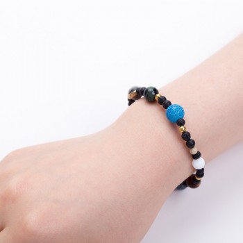 DIEZI Solar System 9 Planets Universe Stars Women Office Natural Stones Beaded Galaxy Strand Bracelets Saturn Pluto Earth Moon