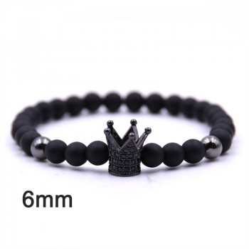 Crown Bracelet Couple Bracelets For Women Jewelry Bileklik Pulseira Masculina Feminina Men Erkek Pulseras De Bolitas Stone 2018