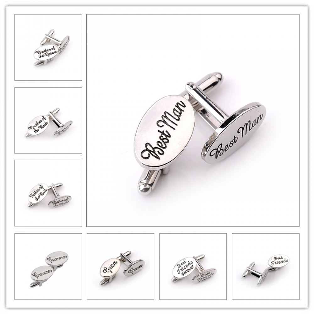 13 Style Mens Fashion Silver Oval Wedding Jewelry Cufflinks Groom/Best Man/Best Friend French Shirt Cuff Links High Quality