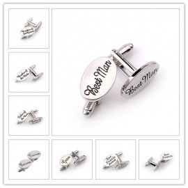 13 Style Mens Fashion Silver Oval Wedding Jewelry Cufflinks Groom/Best Man/Best Friend French Shirt Cuff Links High Quality