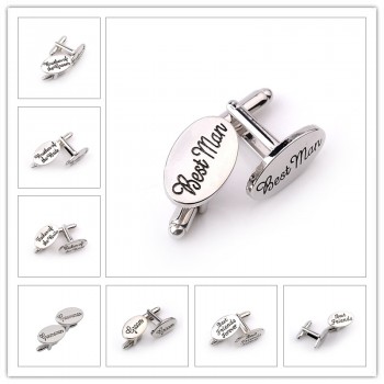 13 Style Mens Fashion Silver Oval Wedding Jewelry Cufflinks Groom/Best Man/Best Friend French Shirt Cuff Links High Quality