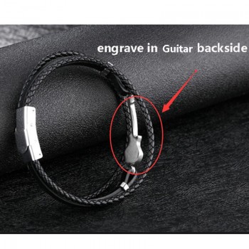 V.YA Multilayer Genuine Leather DIY Guitar Man Bracelets Classical Engrave Rope Chain Design Men Jewelry Magnet Buckle Drop Ship