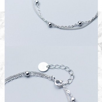 Trusta 100% 925 Sterling Silver Fashion Womens Jewelry Double Layer Beads Bracelet 16cm For Gift Girls Lady Drop Shipping DS454