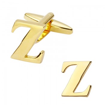 Gold cufflinks color fashion English alphabet of 26 letters to design mens shirts cufflinks copper materials