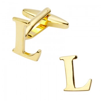Gold cufflinks color fashion English alphabet of 26 letters to design mens shirts cufflinks copper materials