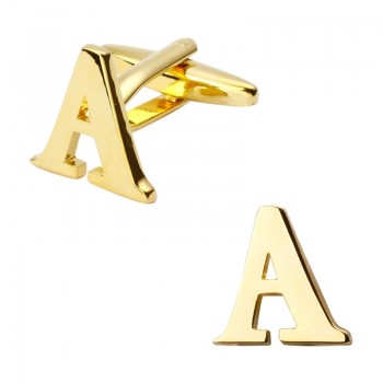 Gold cufflinks color fashion English alphabet of 26 letters to design mens shirts cufflinks copper materials
