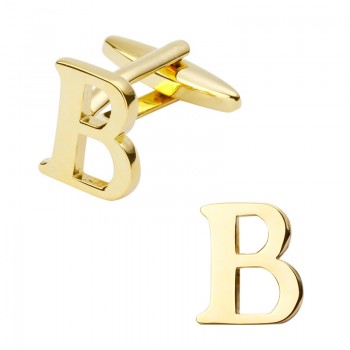 Gold cufflinks color fashion English alphabet of 26 letters to design mens shirts cufflinks copper materials