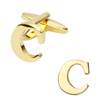 Gold cufflinks color fashion English alphabet of 26 letters to design mens shirts cufflinks copper materials