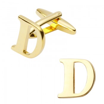 Gold cufflinks color fashion English alphabet of 26 letters to design mens shirts cufflinks copper materials