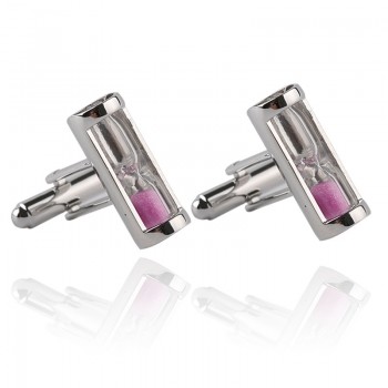 High Quality 4 Color Men Women Cufflinks Novelty Creative Blue Pink Hourglass Cufflink Luxury French Shirt Wedding Cuff Button