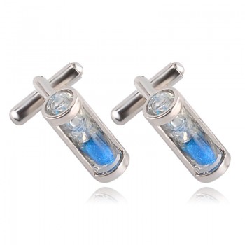 High Quality 4 Color Men Women Cufflinks Novelty Creative Blue Pink Hourglass Cufflink Luxury French Shirt Wedding Cuff Button