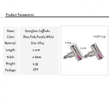 High Quality 4 Color Men Women Cufflinks Novelty Creative Blue Pink Hourglass Cufflink Luxury French Shirt Wedding Cuff Button