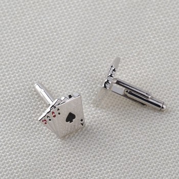 1 pair Fashion Vintage 4A Poker Cufflinks For Men High Quality Exquisite Stainless Steel Silver Cuff Links Suits Wedding Gift