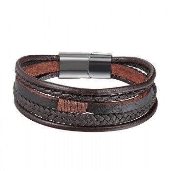 New Design Multi-layers Handmade Braided Cowhide Bracelet amp; Bangle For Men Male Hand Jewelry Stainless Steel Fashion Bangles