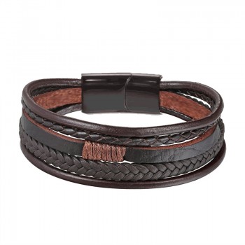 New Design Multi-layers Handmade Braided Cowhide Bracelet amp; Bangle For Men Male Hand Jewelry Stainless Steel Fashion Bangles