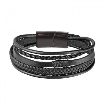 New Design Multi-layers Handmade Braided Cowhide Bracelet amp; Bangle For Men Male Hand Jewelry Stainless Steel Fashion Bangles