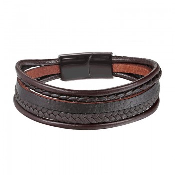New Design Multi-layers Handmade Braided Cowhide Bracelet amp; Bangle For Men Male Hand Jewelry Stainless Steel Fashion Bangles