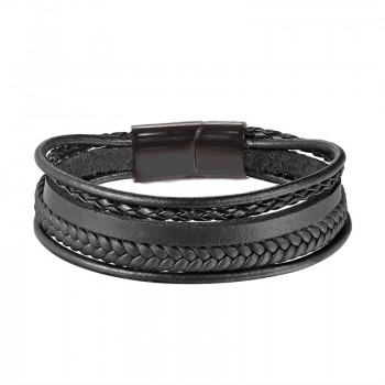 New Design Multi-layers Handmade Braided Cowhide Bracelet amp; Bangle For Men Male Hand Jewelry Stainless Steel Fashion Bangles