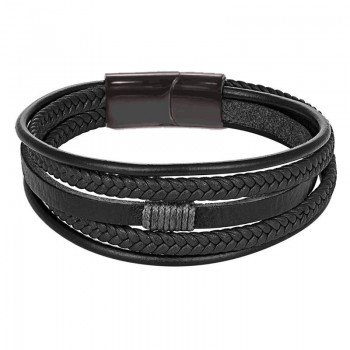 New Design Multi-layers Handmade Braided Cowhide Bracelet amp; Bangle For Men Male Hand Jewelry Stainless Steel Fashion Bangles