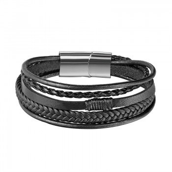 New Design Multi-layers Handmade Braided Cowhide Bracelet amp; Bangle For Men Male Hand Jewelry Stainless Steel Fashion Bangles