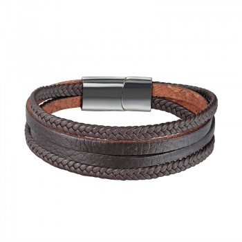 New Design Multi-layers Handmade Braided Cowhide Bracelet amp; Bangle For Men Male Hand Jewelry Stainless Steel Fashion Bangles