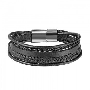 New Design Multi-layers Handmade Braided Cowhide Bracelet amp; Bangle For Men Male Hand Jewelry Stainless Steel Fashion Bangles