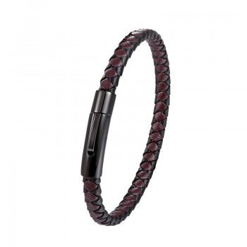 NEW Punk Black and white Braided Steel wire Bracelet Magnetic Buckle Simple Style Fashion Wristband Men Stainless steel bracelet